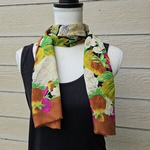 vintage Adrienne Vittadini floral scarf with strawberries